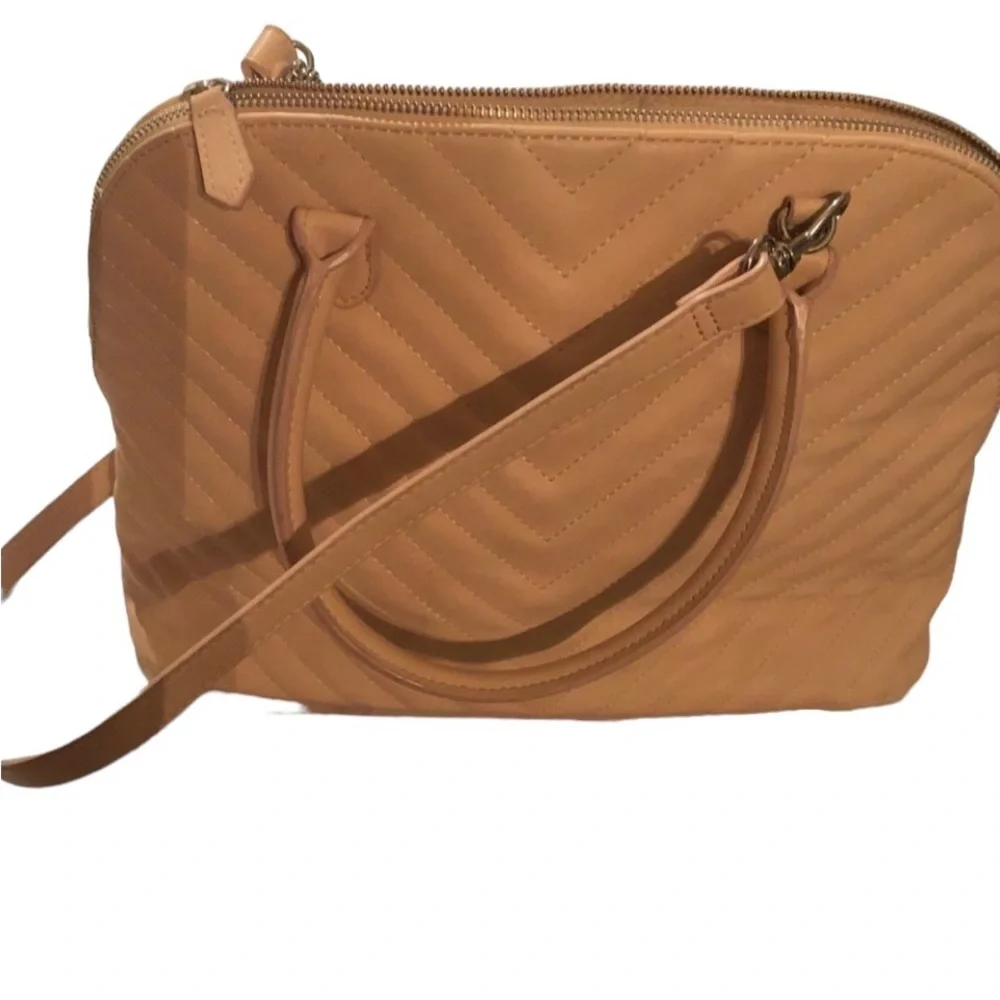 Express classic nude /cream Quilted bag with handles & removable crossbody strap